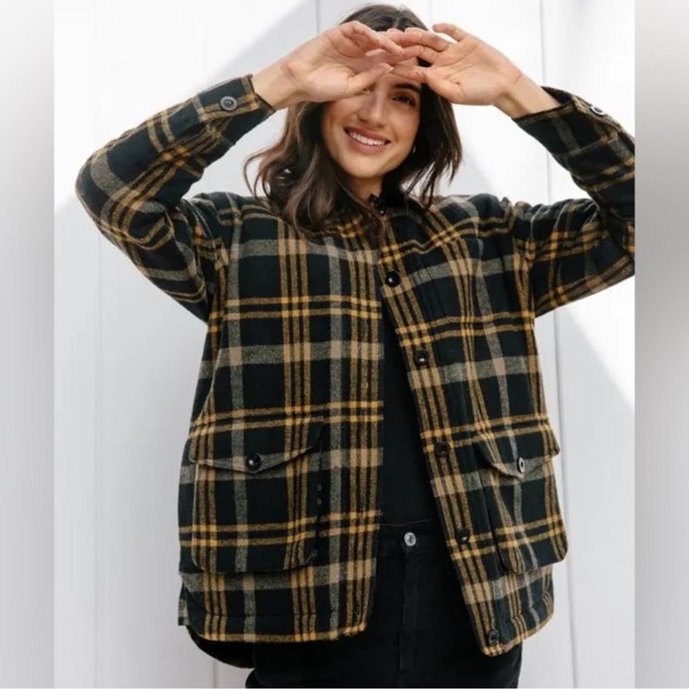Jenni Kayne Farmhouse Wool Jacket In Black Plaid